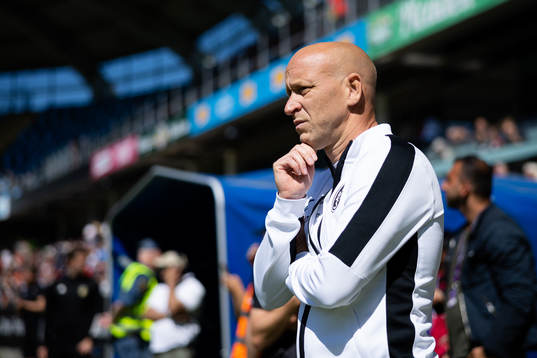 Landskronas tränare Billy Magnusson innan fotbollsmatchen