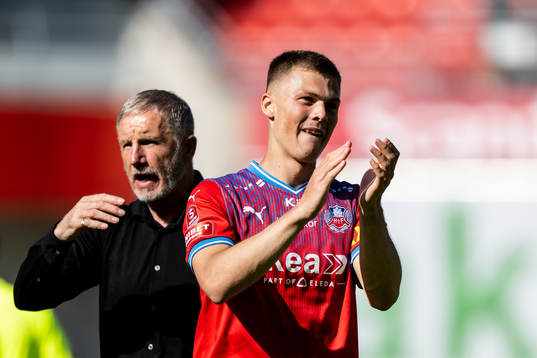 Helsingborgs tränare Stuart Baxter och Erik Ring tackar