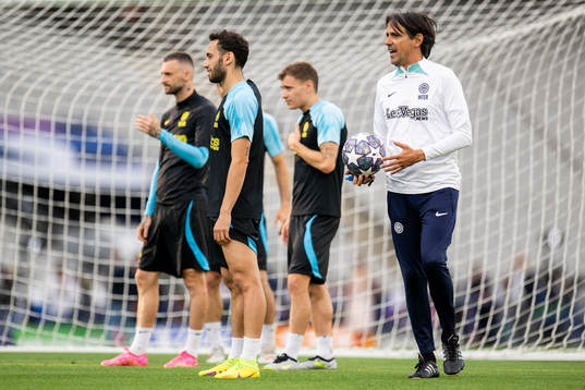 Simone Inzaghi, head coach of Inter, at a training session