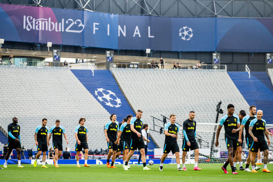 Players of Inter at a training session