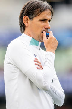 Simone Inzaghi, head coach of Inter, at a training session