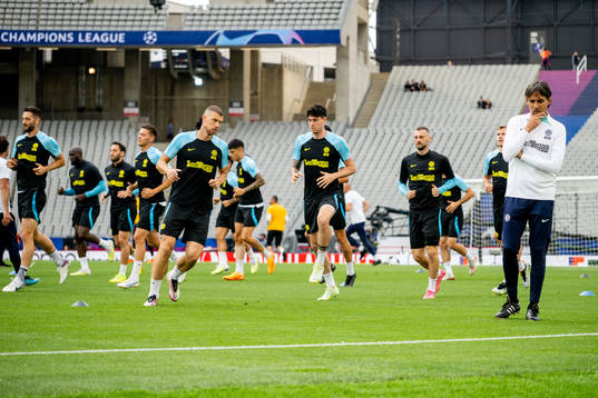 Simone Inzaghi, head coach of Inter, at a training session