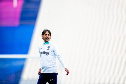 Simone Inzaghi, head coach of Inter, at a training session