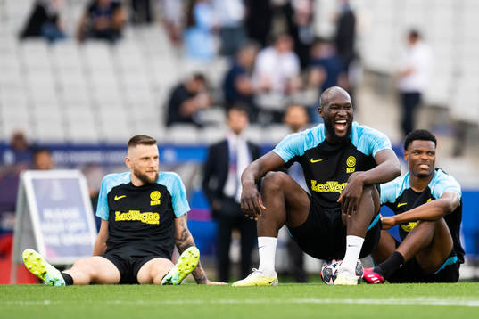 Romelu Lukaku of Inter at a training session