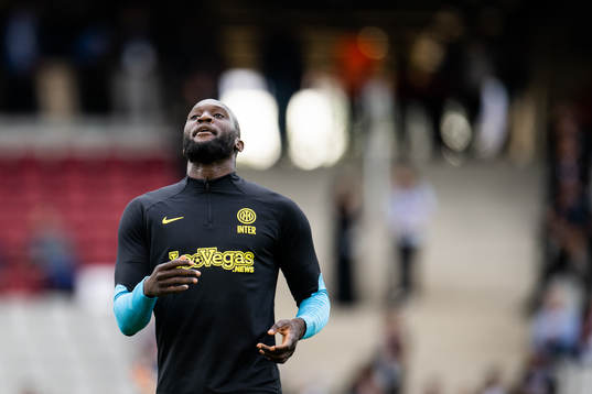 Romelu Lukaku of Inter at a training session