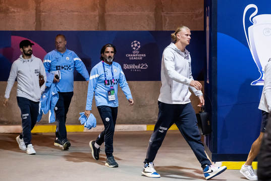 Erling Braut Haaland of Manchester City arrives for a