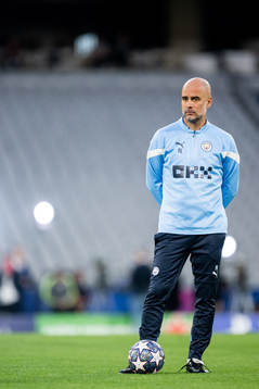 Pep Guardiola, head coach of Manchester City, at a training