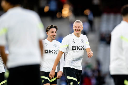 Jack Grealish and Erling Braut Haaland of Manchester City