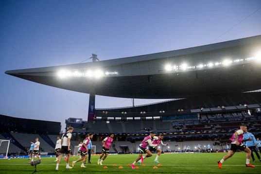 Players of Manchester City at a training session