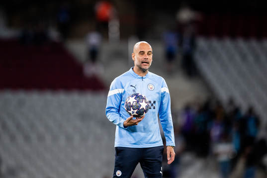 of Manchester City at a training session