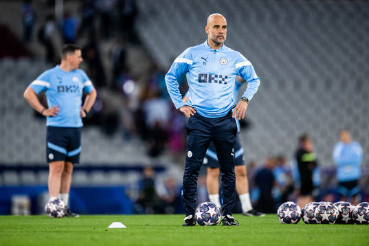 Pep Guardiola, head coach of Manchester City, at a training