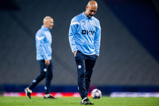 Pep Guardiola, head coach of Manchester City, at a training