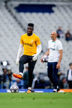 Goalkeeper André Onana of Inter at a training session