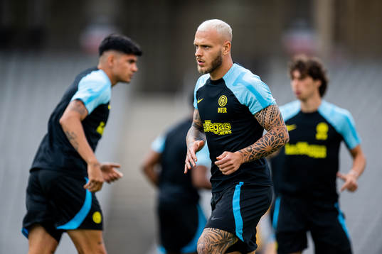 Federico Dimarco of Inter at a training session