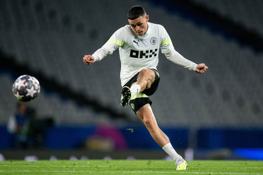 Phil Foden of Manchester City at a training session