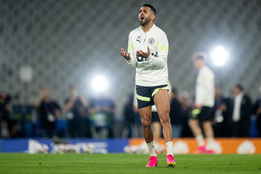 Riyad Mahrez of Manchester City at a training session