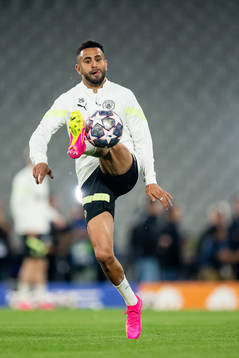 Riyad Mahrez of Manchester City at a training session
