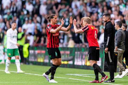 Brommapojkarnas Nikola Vasic och Gustav Sandberg Magnusson