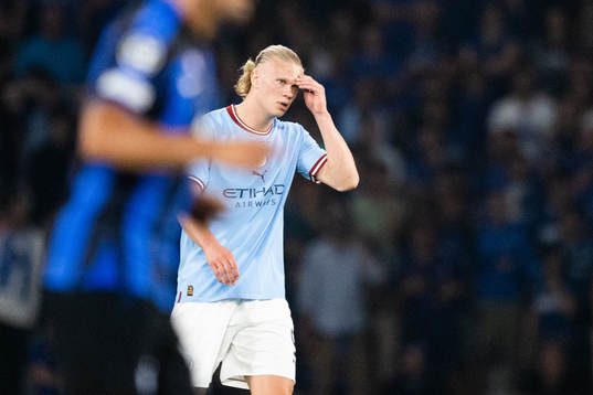 Erling Braut Haaland of Manchester City looks dejected