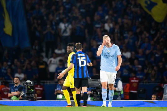 Erling Braut Haaland of Manchester City looks dejected