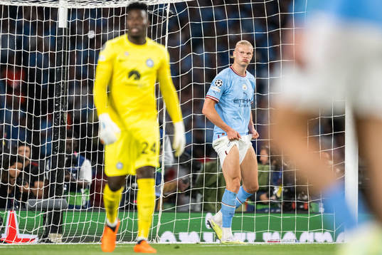 Erling Braut Haaland of Manchester City looks dejected