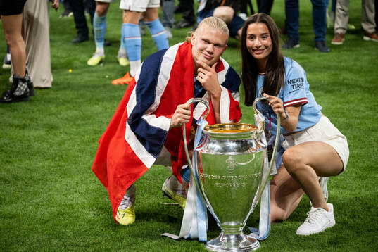 Erling Braut Haaland of Manchester City and Isabel Haugseng