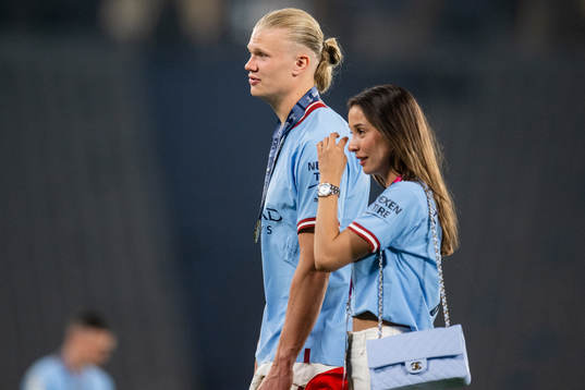 Erling Braut Haaland of Manchester City and Isabel Haugseng