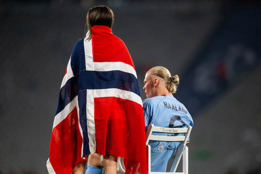 Erling Braut Haaland of Manchester City and Isabel Haugseng