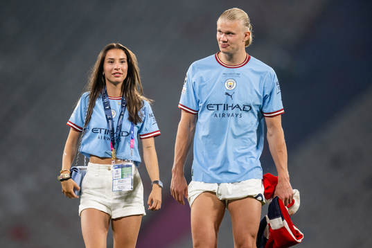 Erling Braut Haaland of Manchester City and Isabel Haugseng