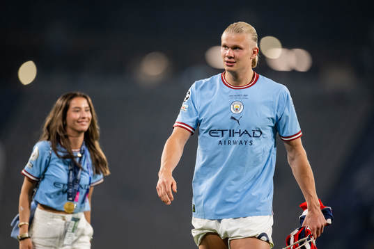 Erling Braut Haaland of Manchester City and Isabel Haugseng