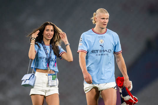 Erling Braut Haaland of Manchester City and Isabel Haugseng