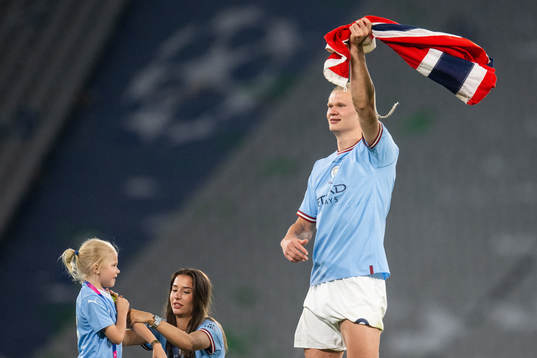 Erling Braut Haaland of Manchester City and Isabel Haugseng
