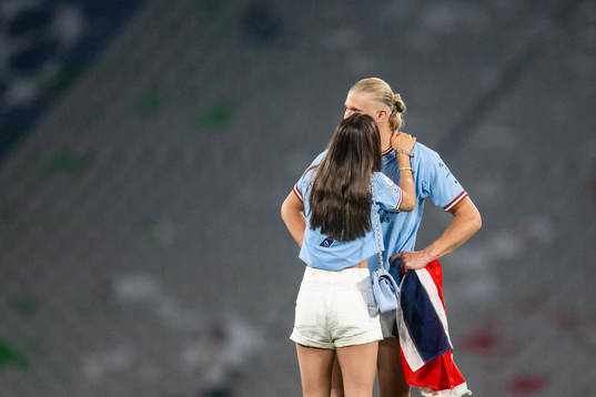 Erling Braut Haaland of Manchester City and Isabel Haugseng
