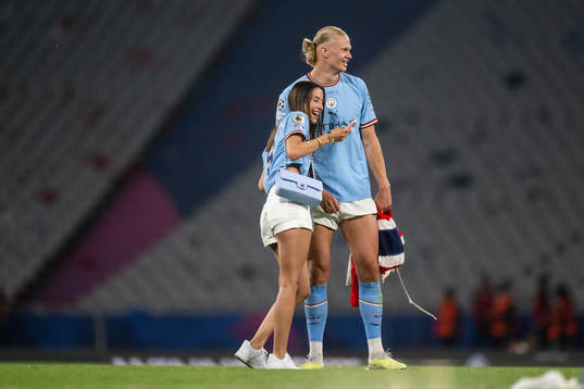 Erling Braut Haaland of Manchester City and Isabel Haugseng