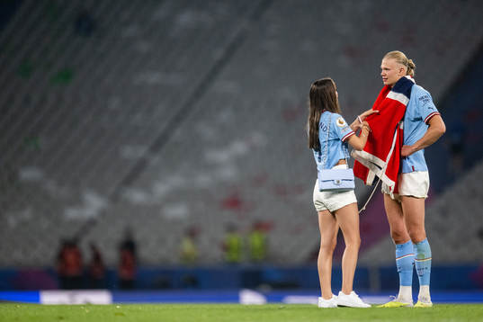 Erling Braut Haaland of Manchester City and Isabel Haugseng