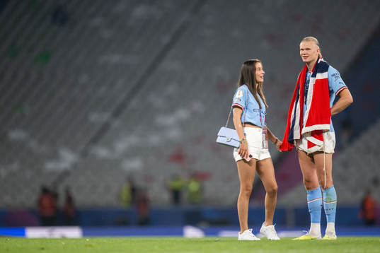 Erling Braut Haaland of Manchester City and Isabel Haugseng