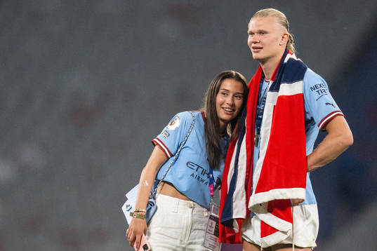 Erling Braut Haaland of Manchester City and Isabel Haugseng