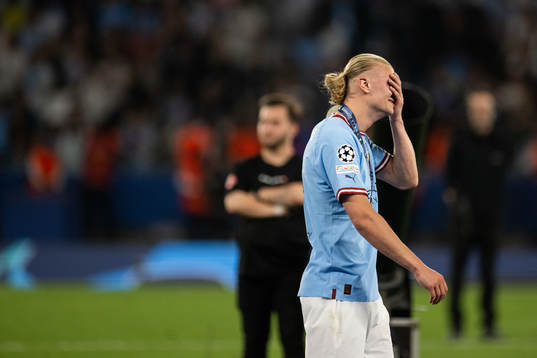 Erling Braut Haaland of Manchester City reacts