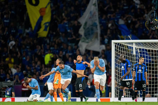 Erling Braut Haaland of Manchester City reacts