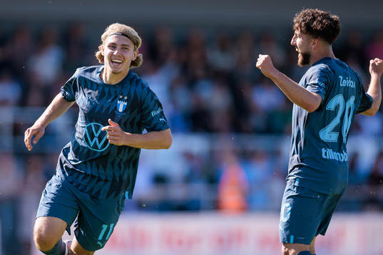 Malmö FFs Sebastian Nanasi och Moustafa Zeidan jublar