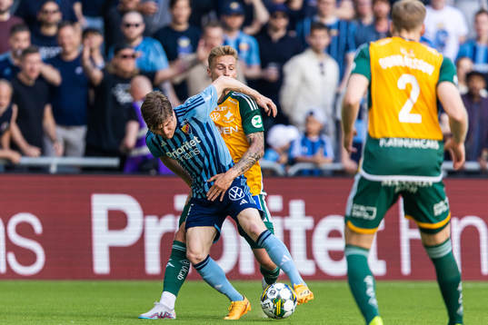 Djurgårdens Oliver Berg och IFK Norrköpings Marco Lund