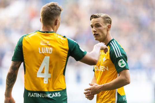 IFK Norrköpings Marco Lund Nielsen och Jacob Ortmark