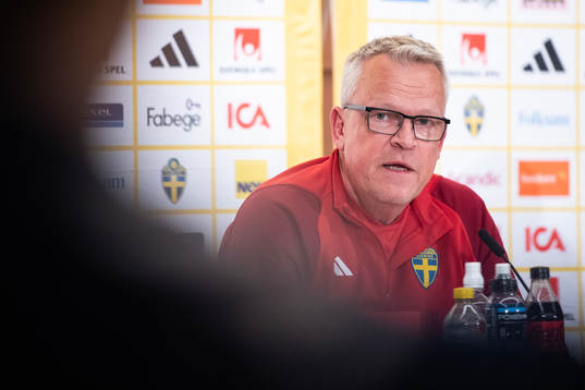 Janne Andersson, head coach of Sweden, at a press conference