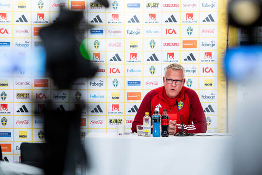 Janne Andersson, head coach of Sweden, at a press conference