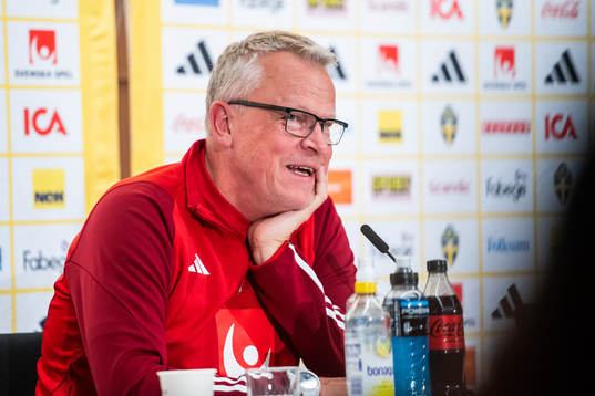 Janne Andersson, head coach of Sweden, at a press conference