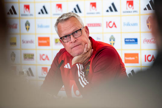 Janne Andersson, head coach of Sweden, at a press conference