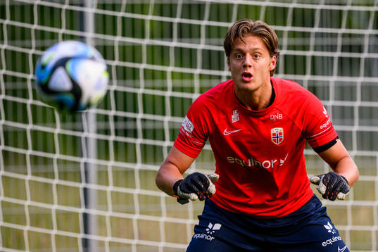 Goalkeeper Rasmus Sandberg of the Norwegian Under-21