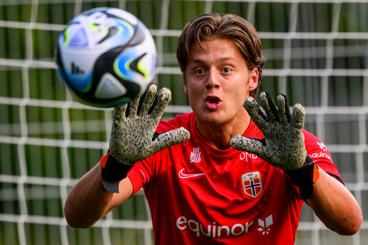 Goalkeeper Rasmus Sandberg of the Norwegian Under-21