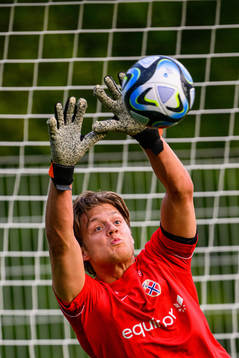 Goalkeeper Rasmus Sandberg of the Norwegian Under-21