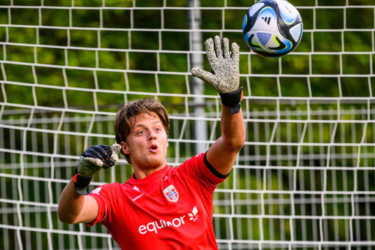 Goalkeeper Rasmus Sandberg of the Norwegian Under-21